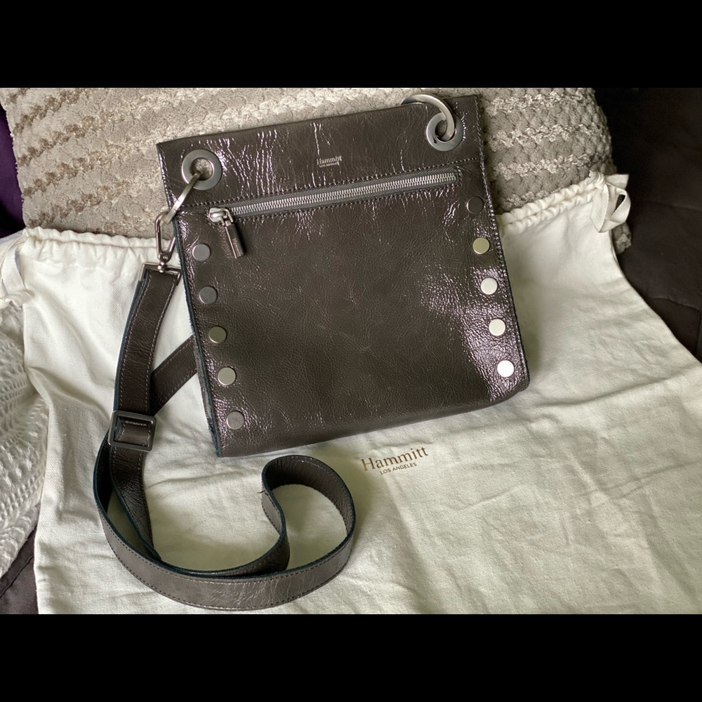 Hammitt Tony Medium Crossbody Bag in Patent Grey